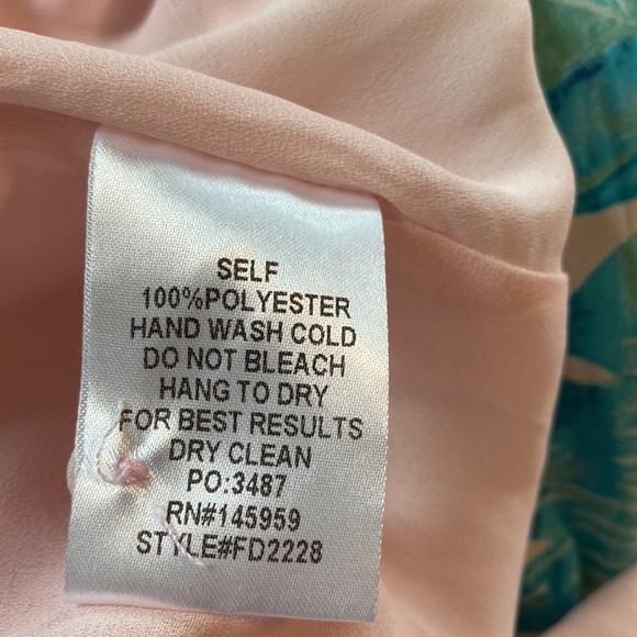 Dress Forum LA Monstera Open Back Pink Maxi Dress w Palm/Philodendron Print Lg - Picture 14 of 17